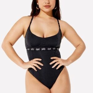 NWT Yitty Fabletics Demi Cup Thong Shaping Bodysuit in Black